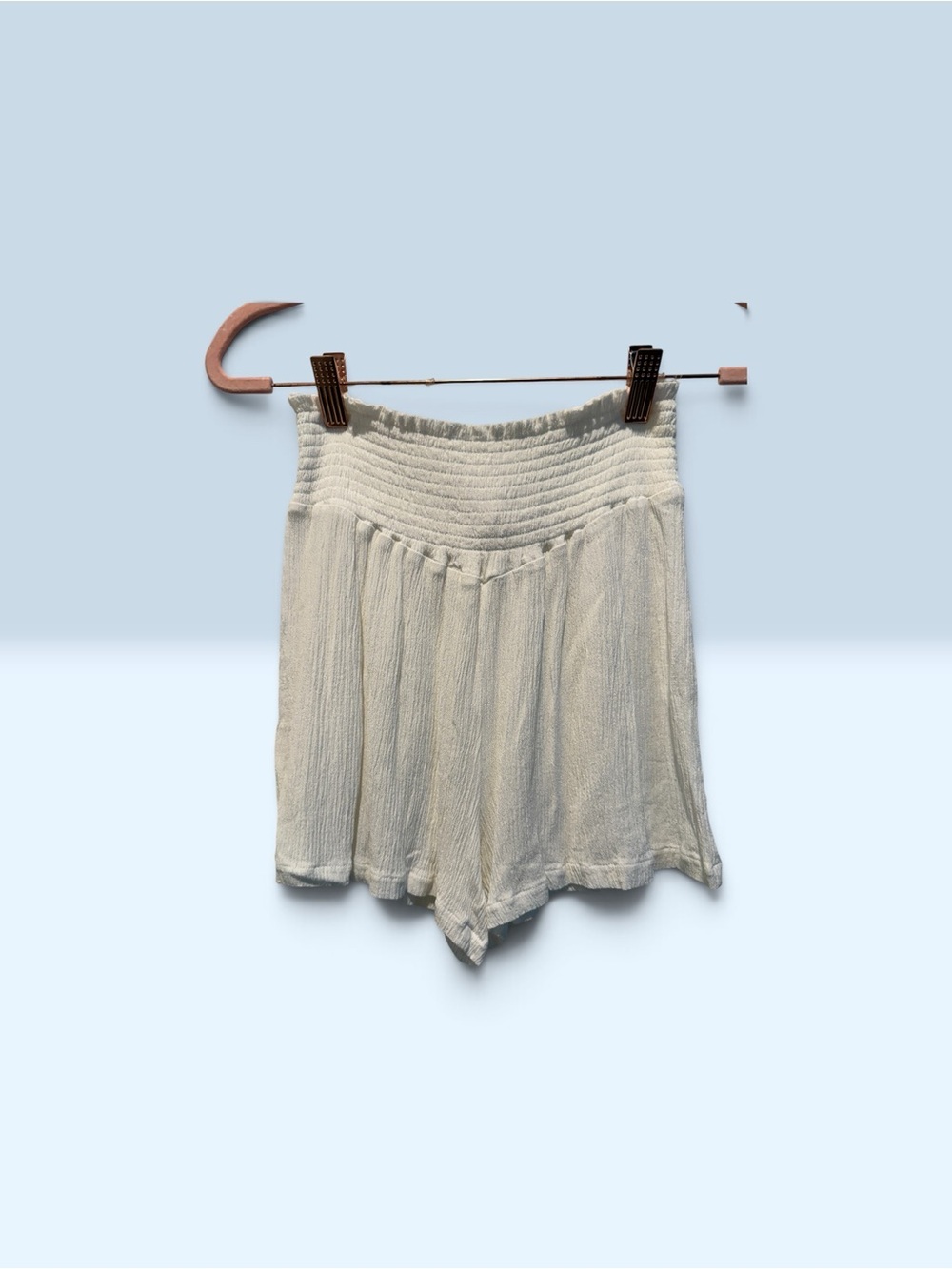 Women's High-Waist White Textured Swimsuit Cover-Up Shorts - Picture 7 of 8